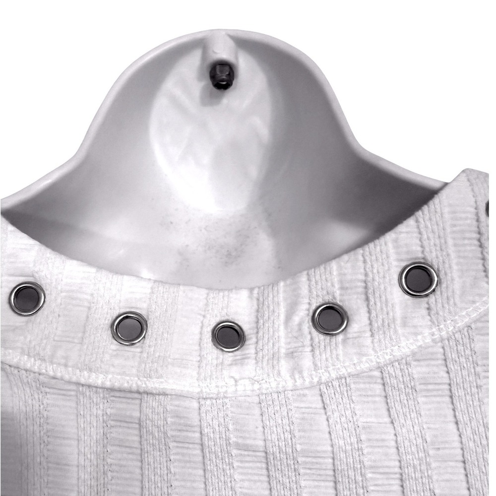 FREE PEOPLE Ivory Ribbed Lace Up Grommet V-Neck 3/4 Sleeve Top Size XS - Picture 5 of 7